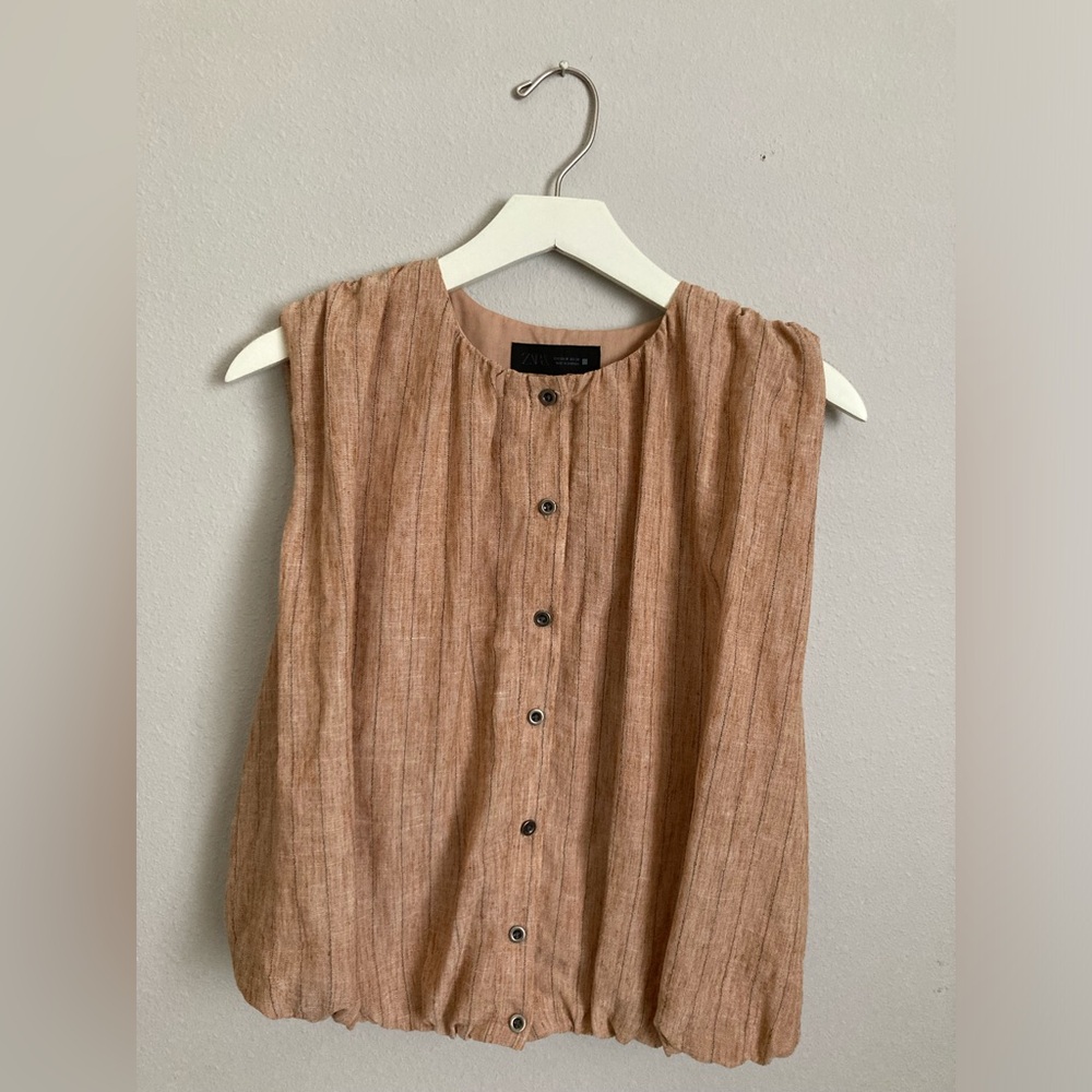 Zara striped ballon top - size M {NWT}
